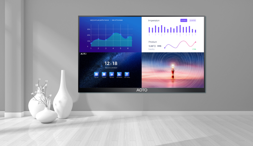 Display in splicing contents, showcase in one screen