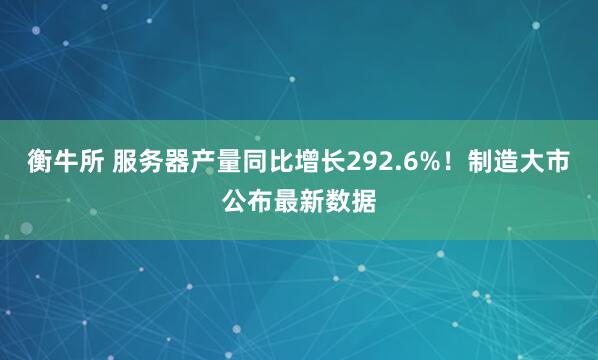 衡牛所 服务器产量同比增长292.6%！制造大市公布最新数据